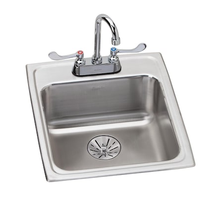 Elkay Lustertone Stainless Steel 17X20X6-1/2 Single Bowl Top Mount Ada Sink + Faucet Kit W/Perfect Drain LRAD172065PDSC
